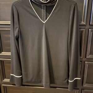 Karl Lagerfeld Black Top with White Piping